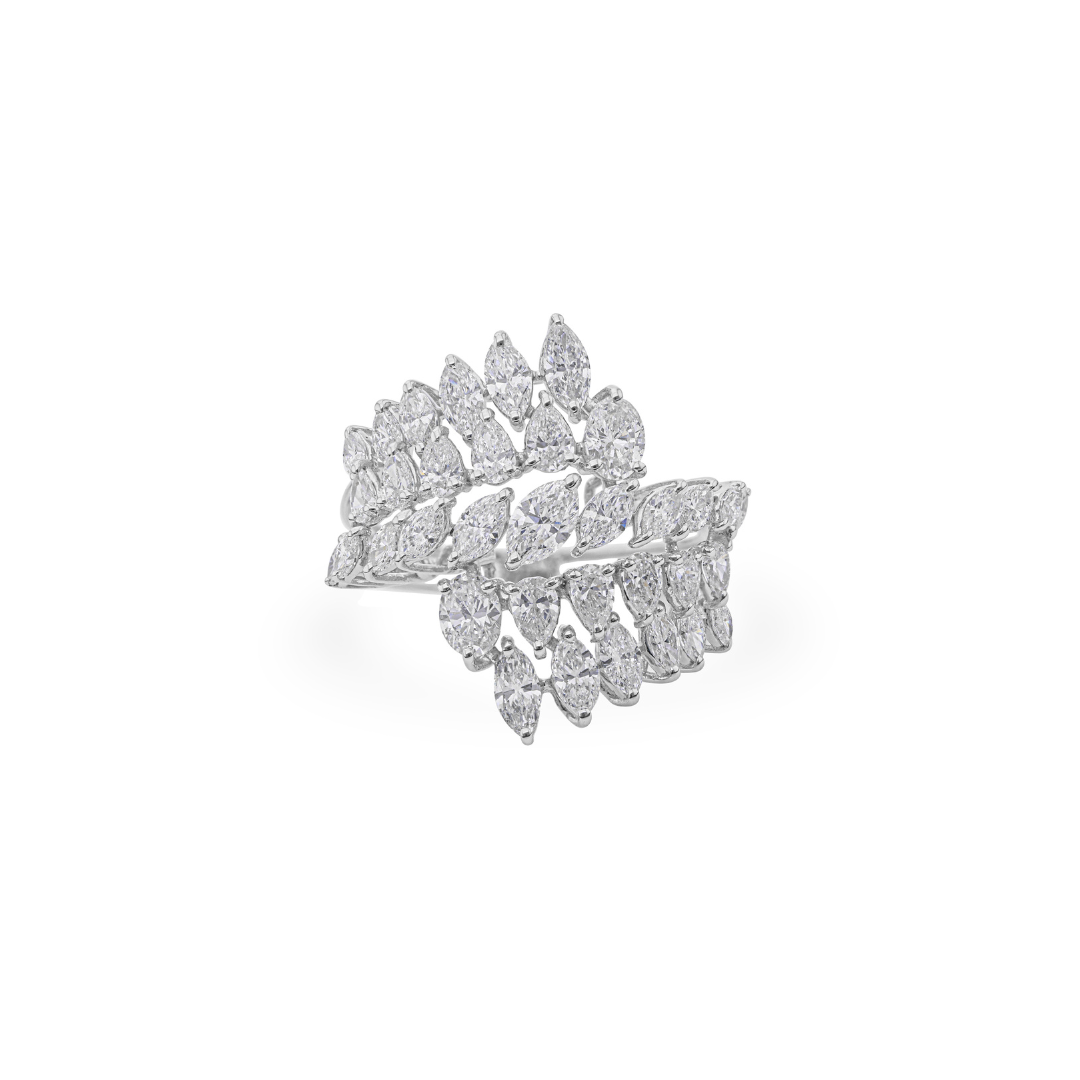 Natural Diamond Leaf Wrap Cocktail Ring in Fine Gold