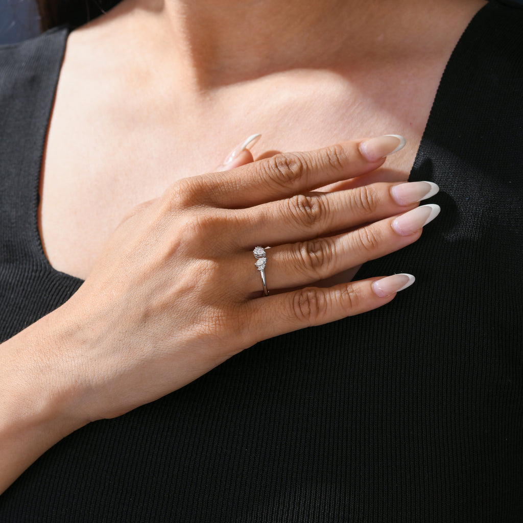 Dainty 0.37Ct Multi Shape Natural Diamond Open Band Fine Gold Ring