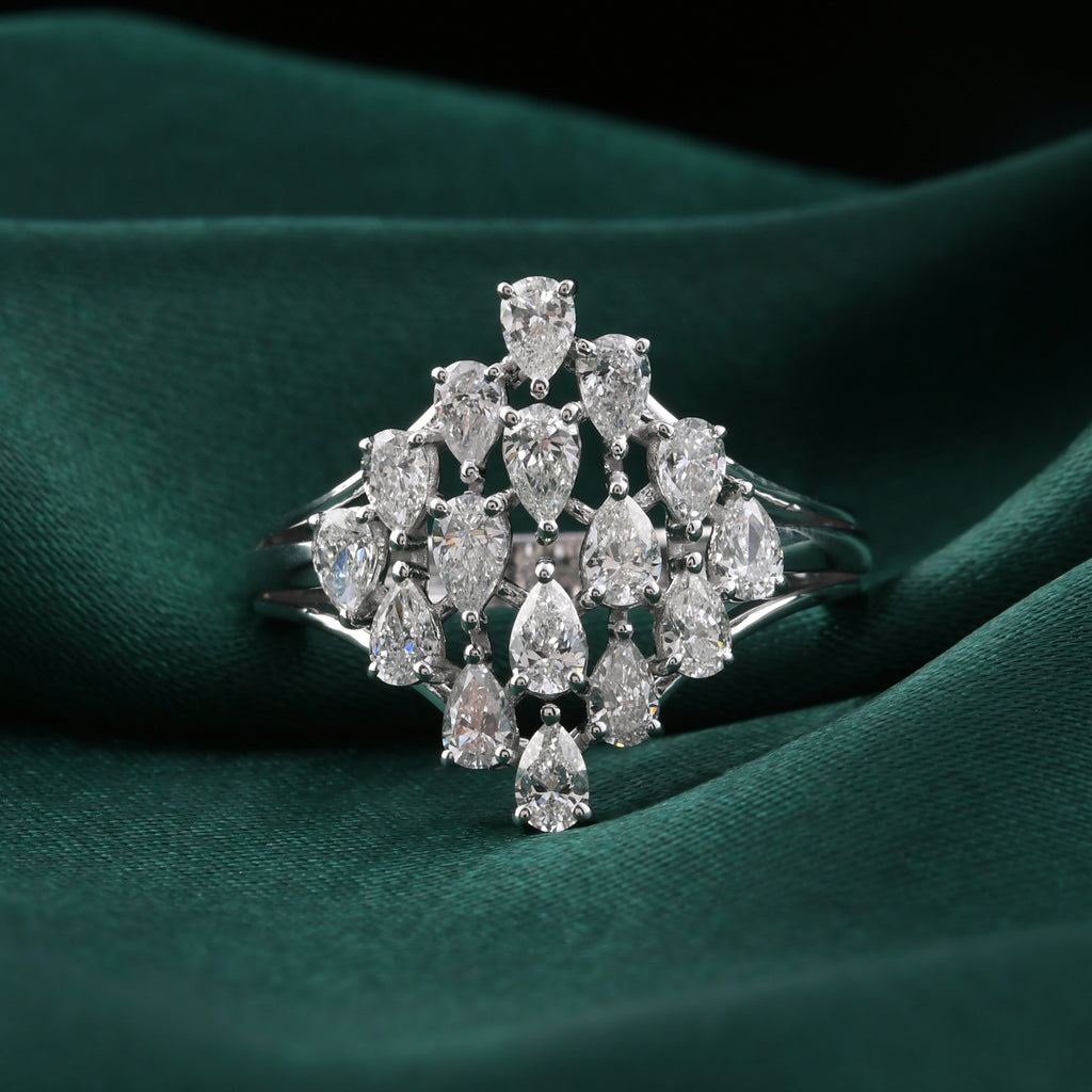 Certified Pear Shape Natural Diamond Ring in Fine Gold