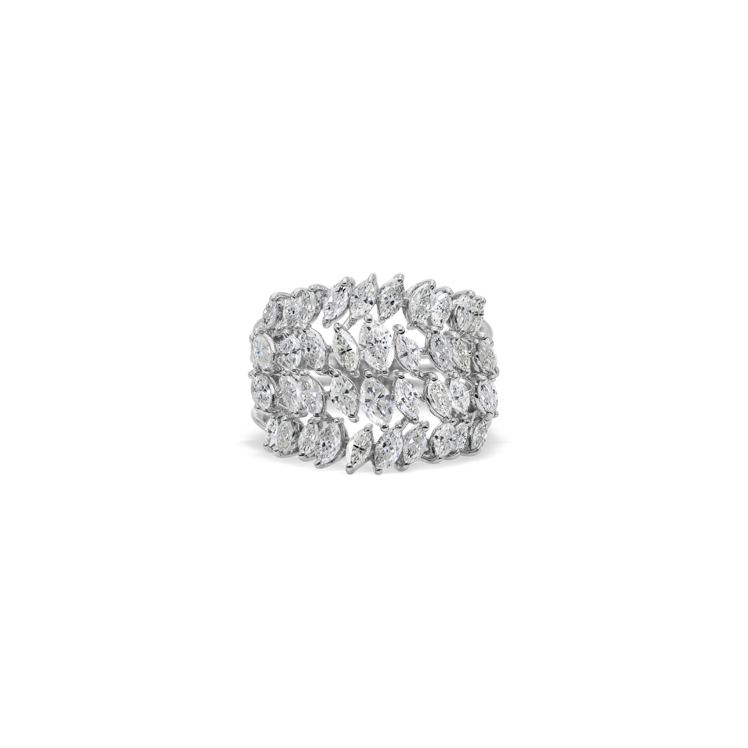Diamond Band Ring 2.01ct Marquise Cut Wide SI HI 14K Gold
