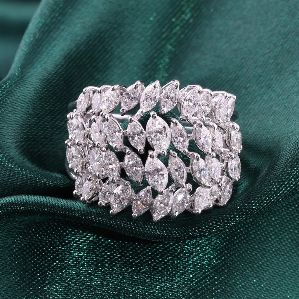 Wide Marquise Cut SI Clarity HI Color 2.01 Carat Natural Diamond Band Ring