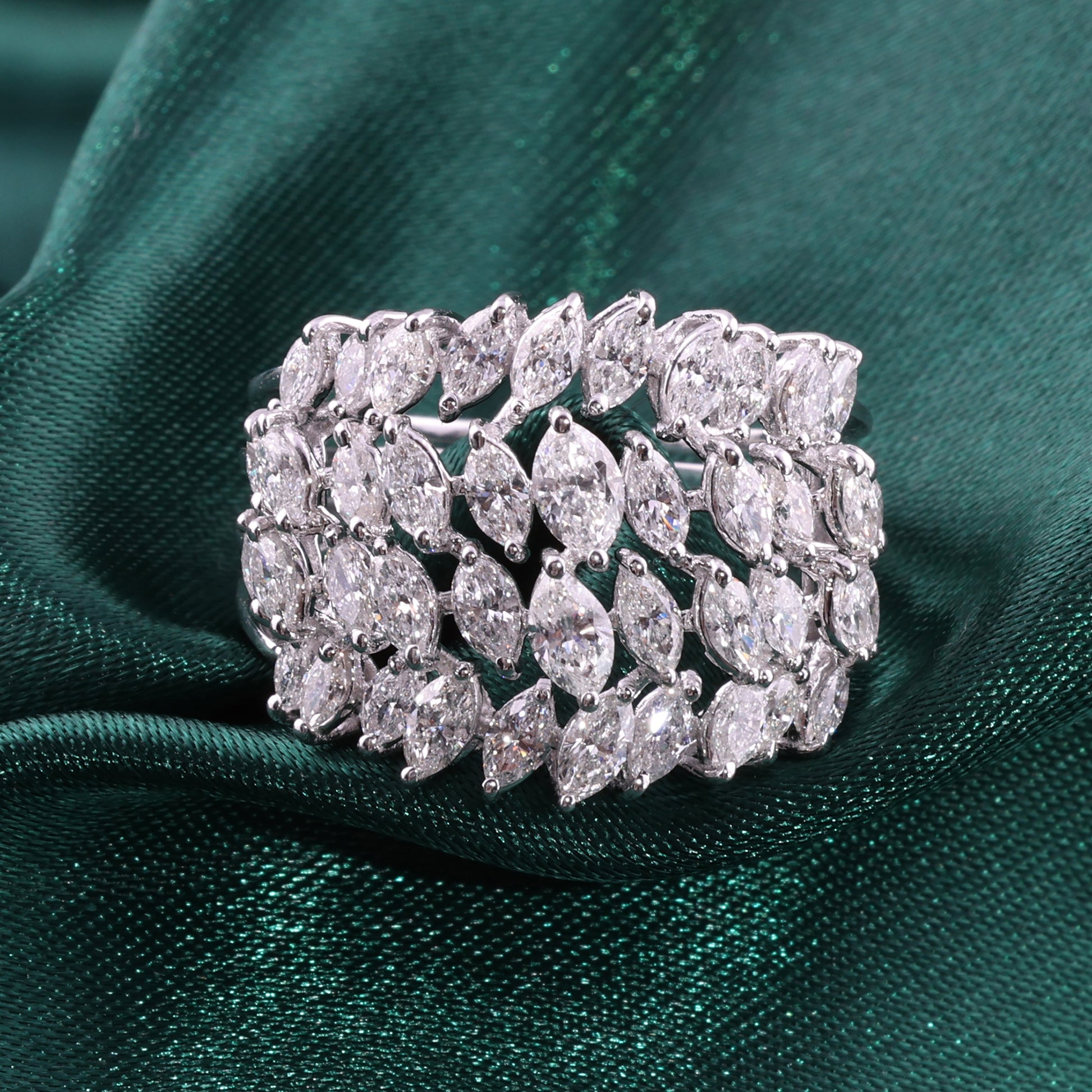 Wide Marquise Cut SI Clarity HI Color 2.01 Carat Natural Diamond Band Ring