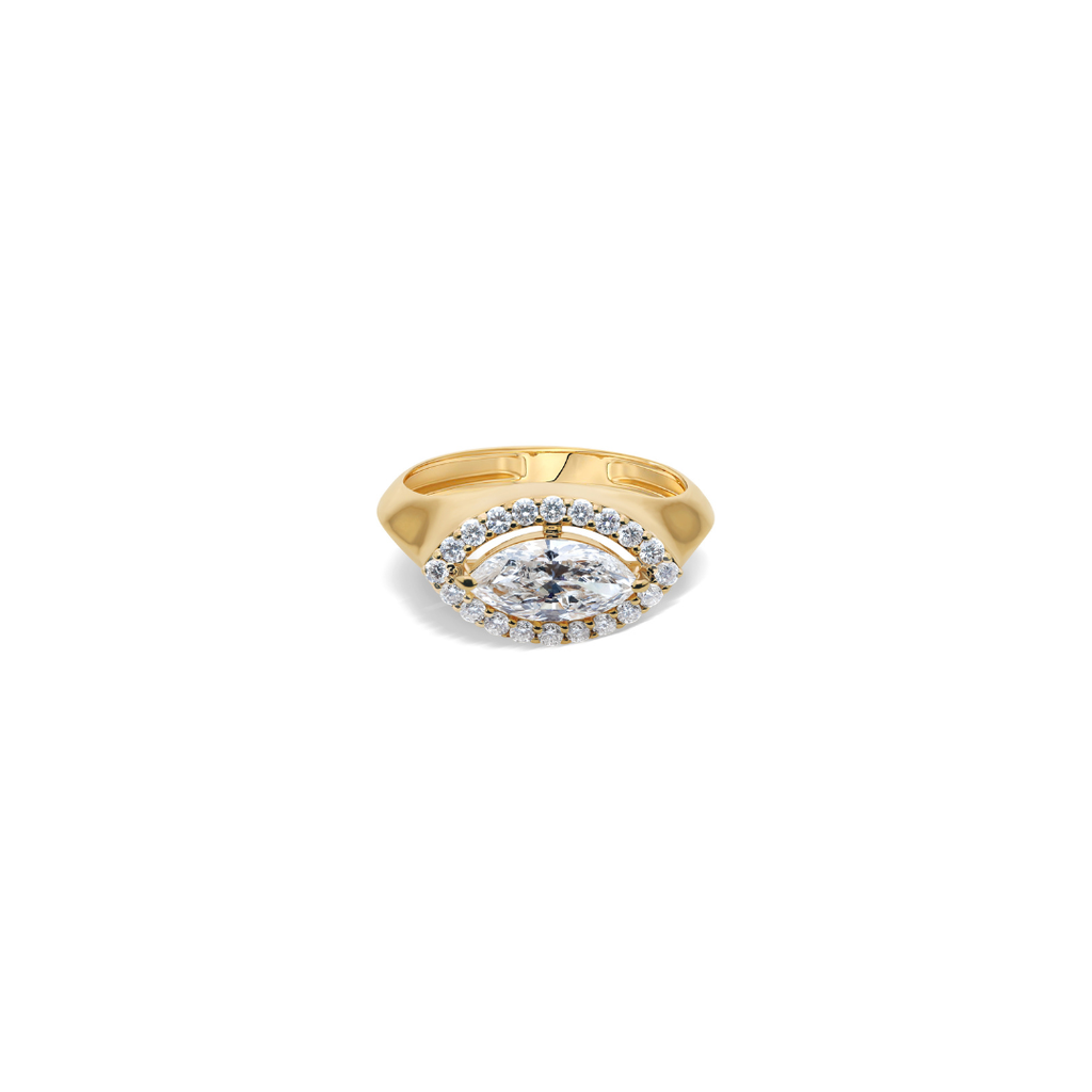 Genuine Marquise Solitaire Diamond Halo Ring in Solid Gold