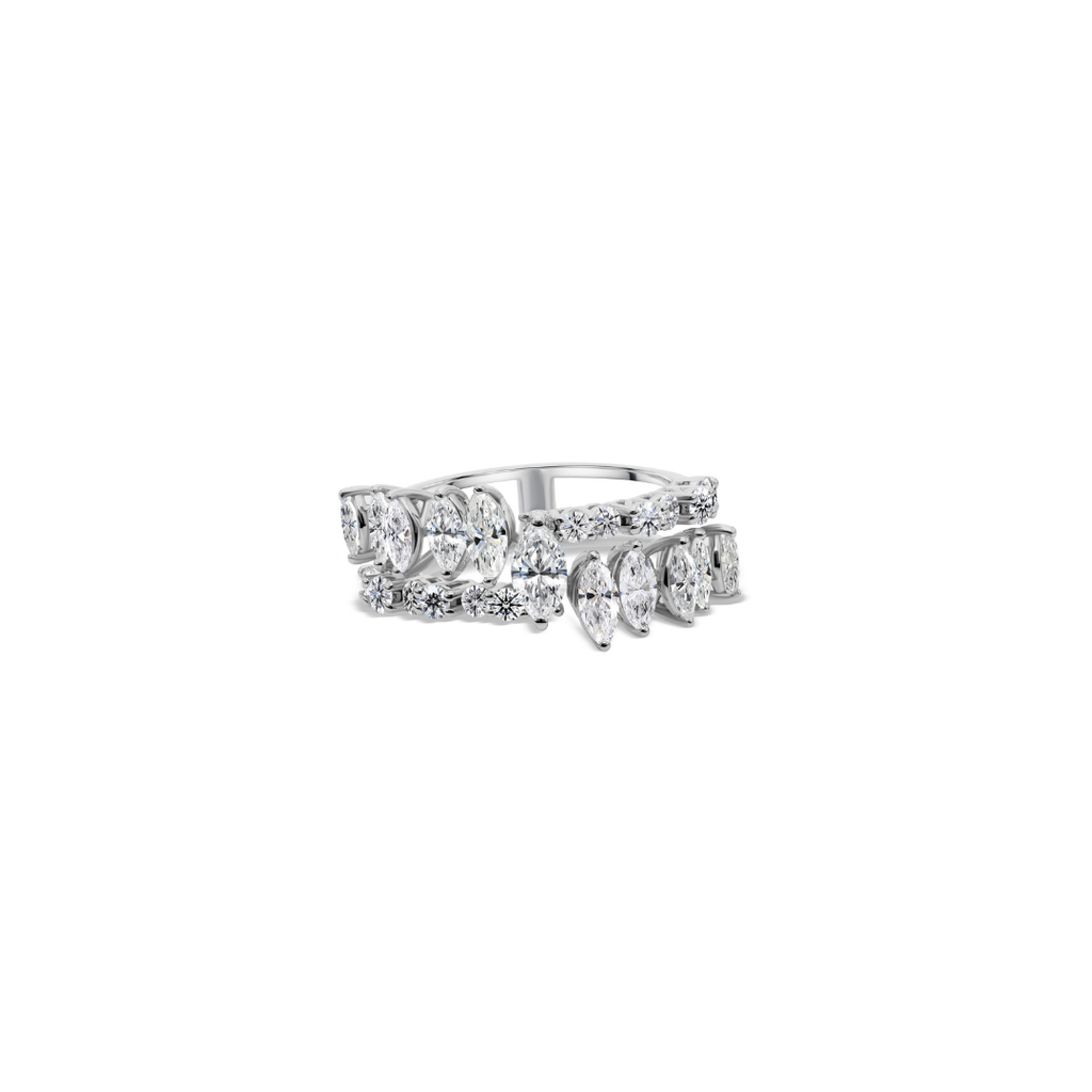 Exquisite Multi Tier Marquise Round Cut Diamond Ring
