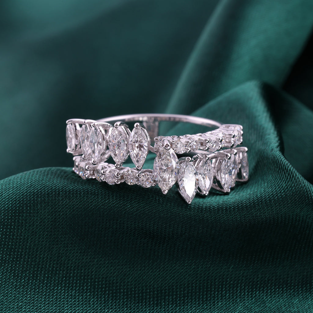Exquisite Multi Tier Marquise Round Cut Diamond Ring