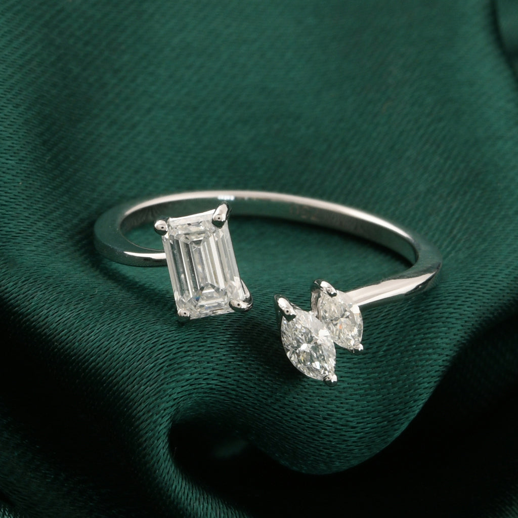 Unique Open Multi Cut Natural Diamond Handmade Gold Cuff Ring