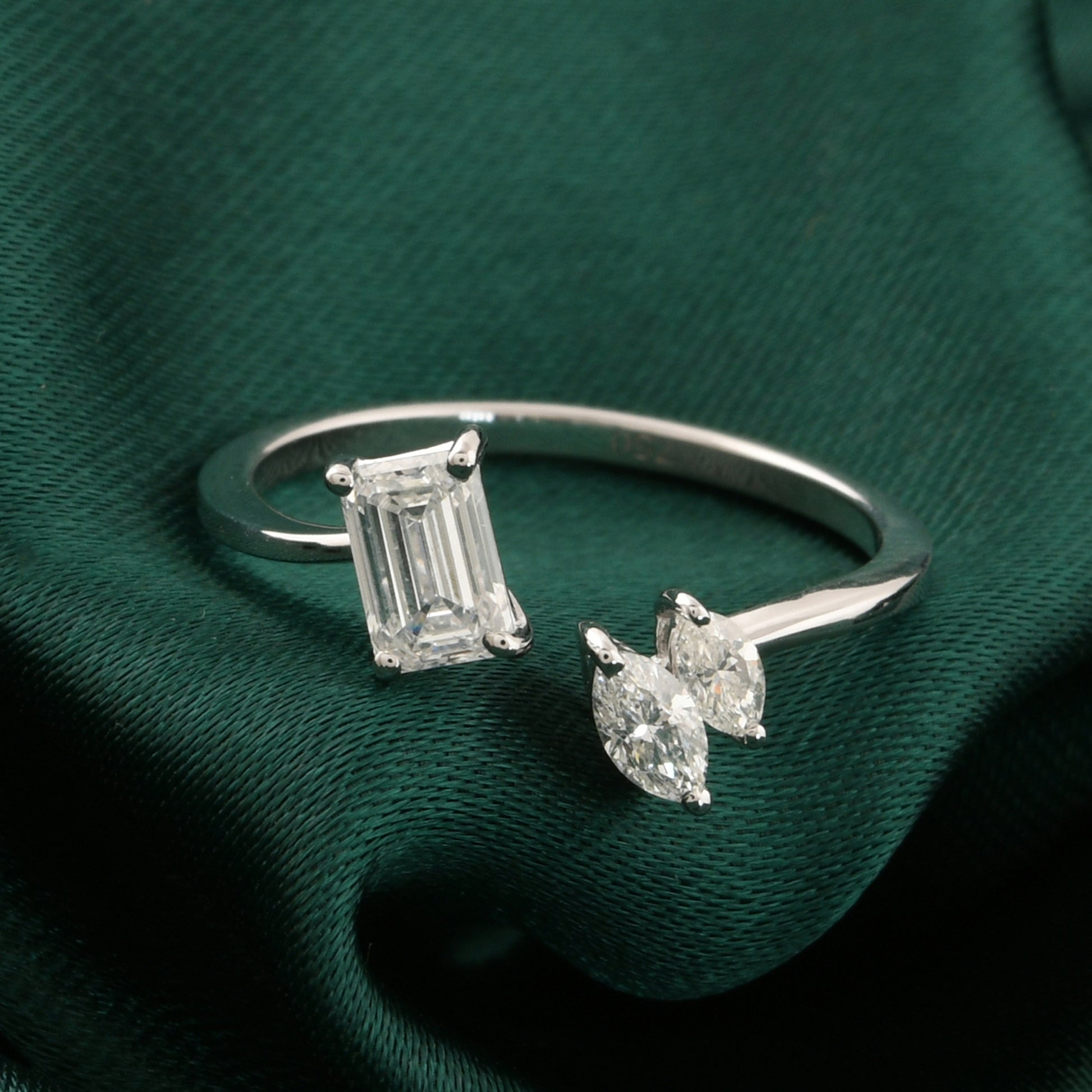 Unique Open Multi Cut Natural Diamond Handmade Gold Cuff Ring