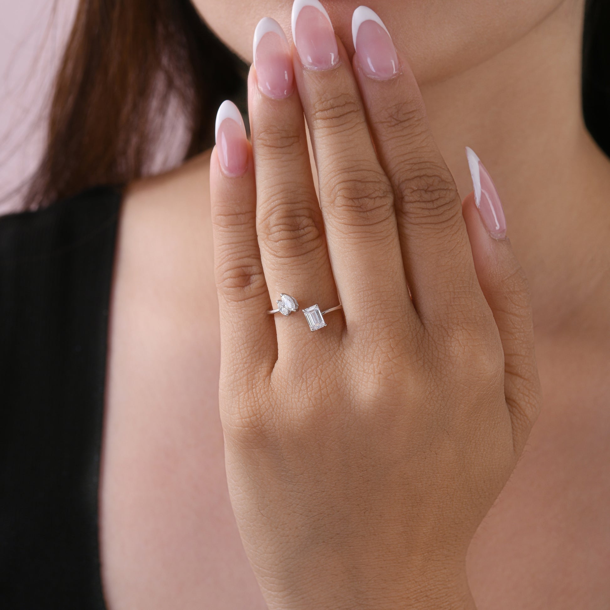 Unique Open Multi Cut Natural Diamond Handmade Gold Cuff Ring