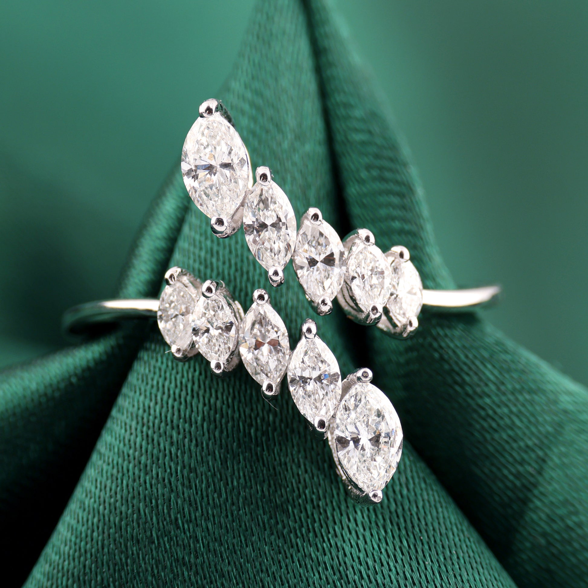 Crossover Marquise Cut Diamond Open Bypass Ring