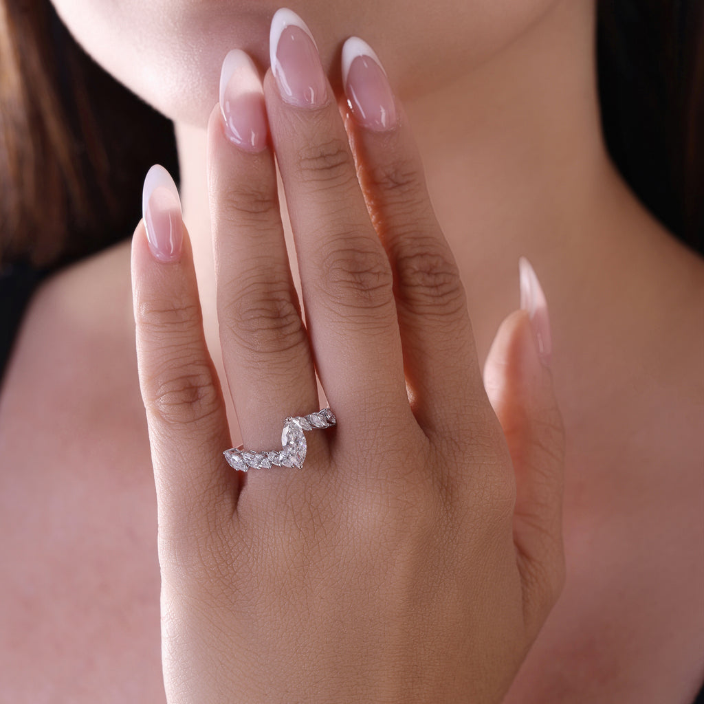 Timeless Marquise Shaped Diamond Handmade Ring in Solid Gold