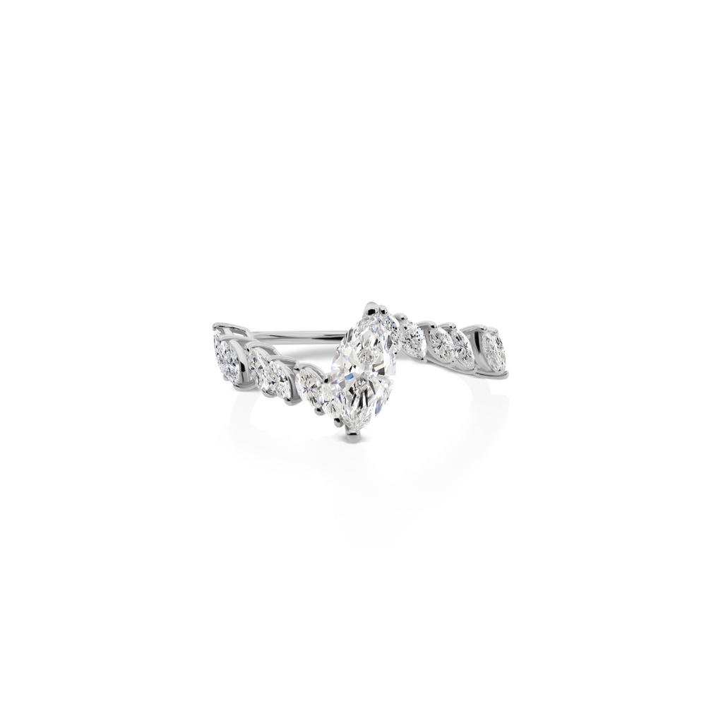 Timeless Marquise Shaped Diamond Handmade Ring in Solid Gold