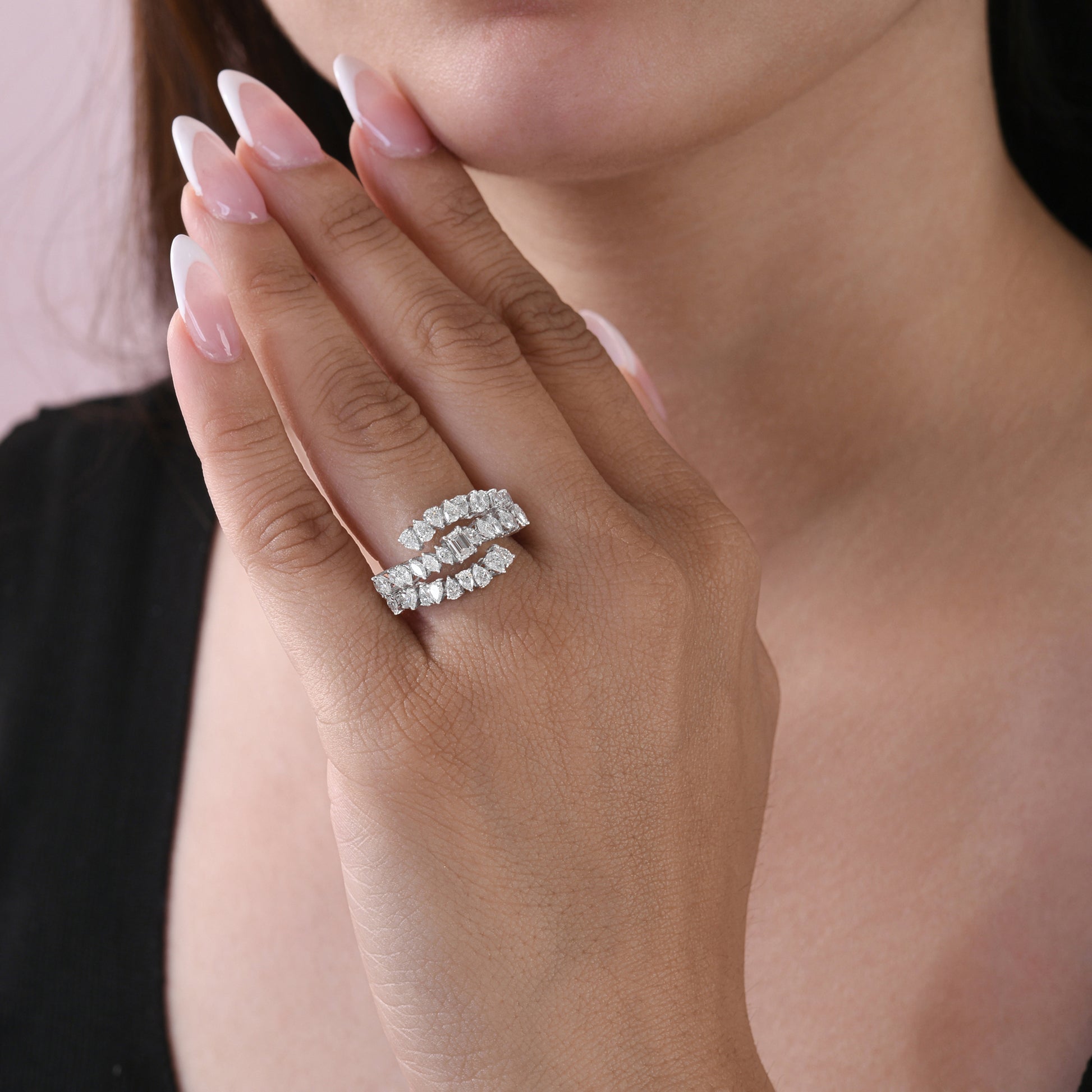 Timeless Multi Cut Natural Diamond Triple Row Ring