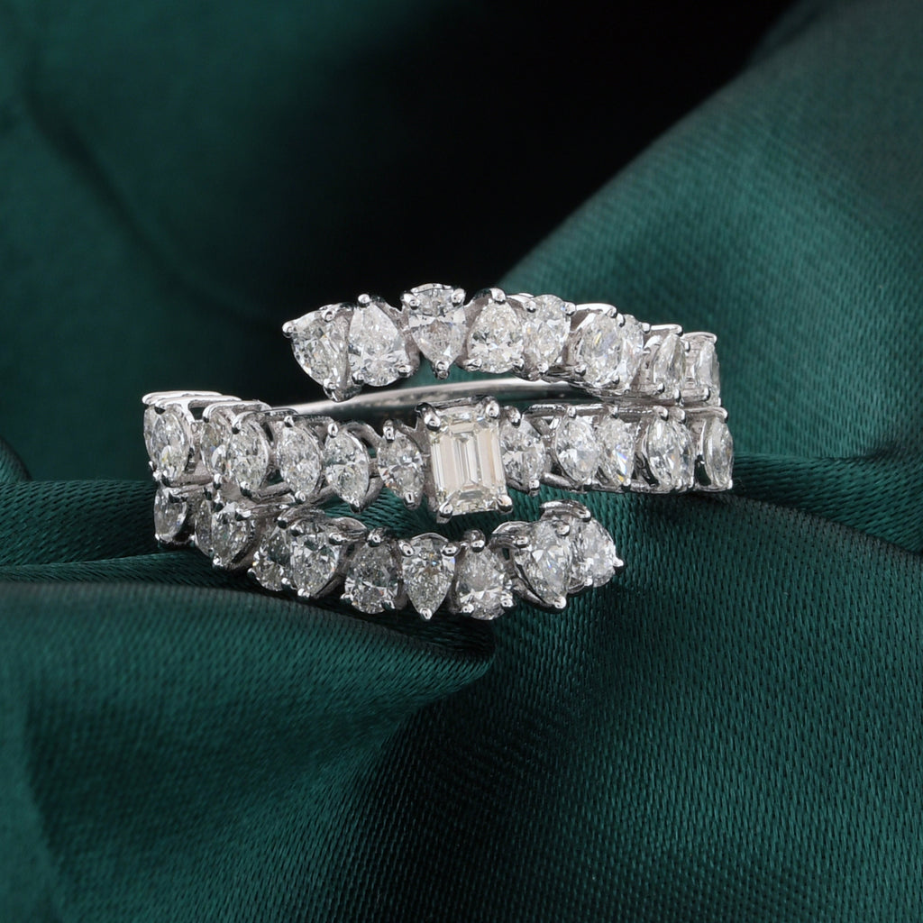 Timeless Multi Cut Natural Diamond Triple Row Ring