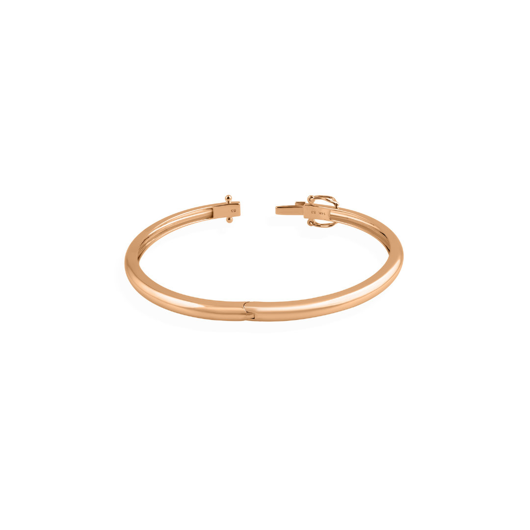 Women's Classic Sleek Solid Gold Bangle Clasp Bracelet