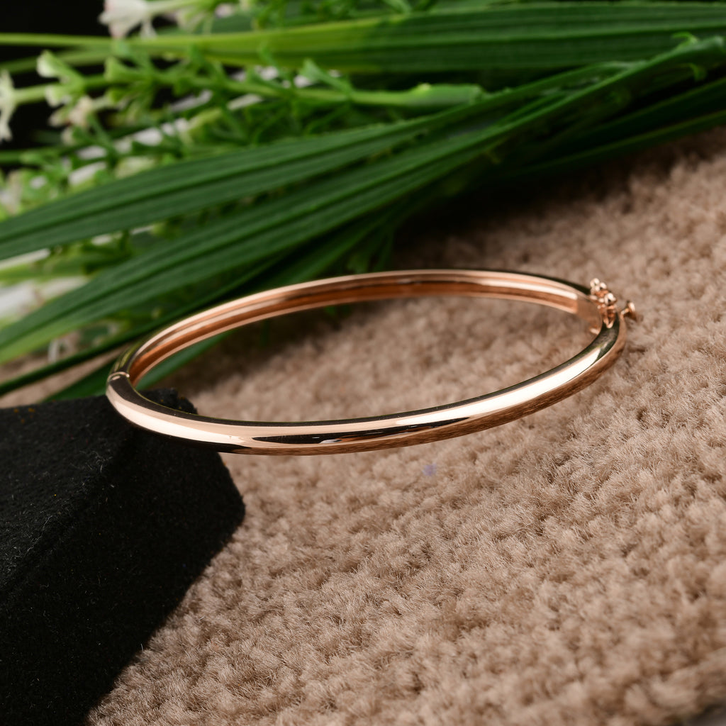 Women's Classic Sleek Solid Gold Bangle Clasp Bracelet