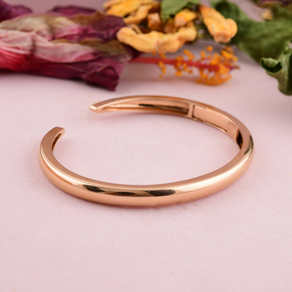 Minimalist Handmade Solid Gold Cuff Bangle Anniversary Bracelet
