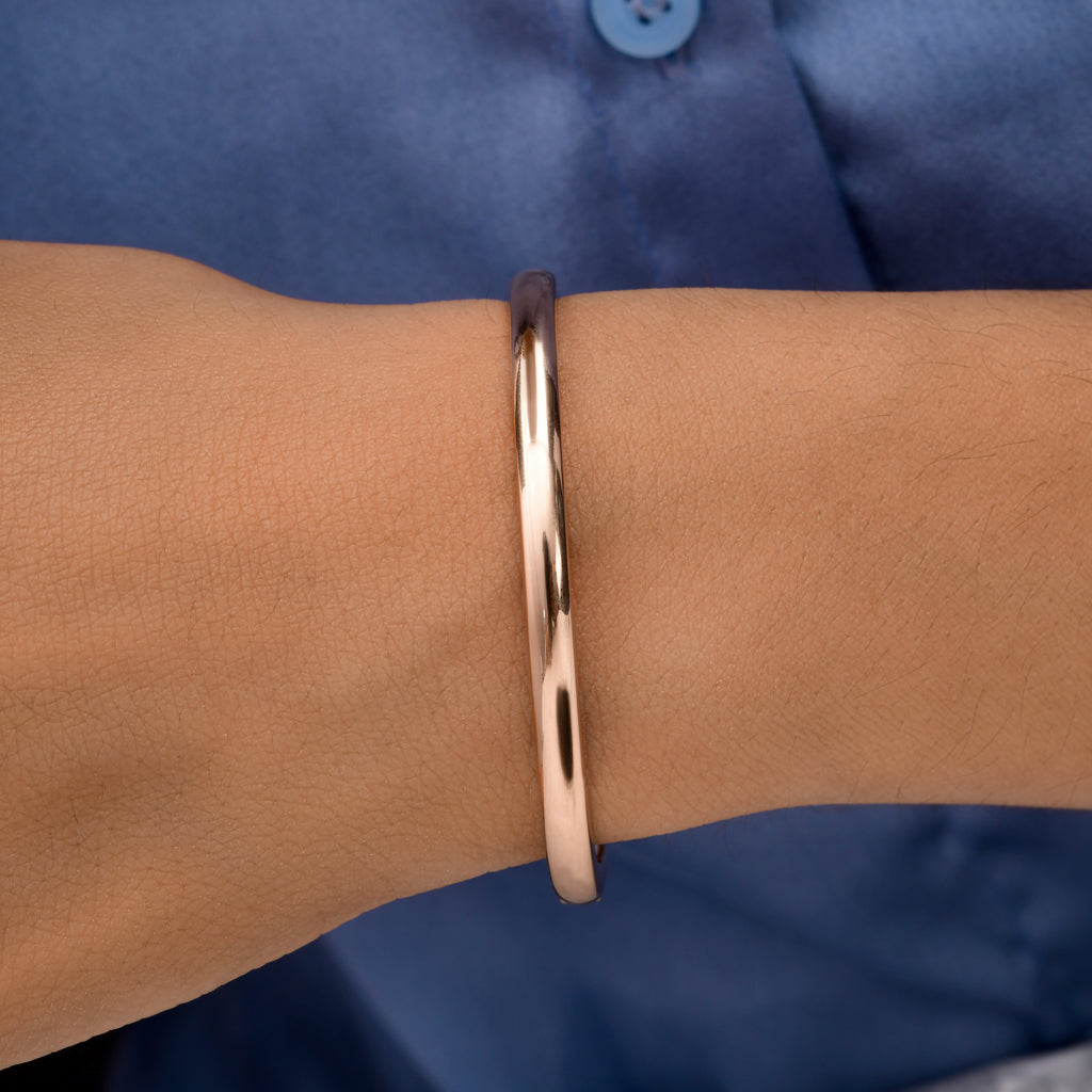 Minimalist Handmade Solid Gold Cuff Bangle Anniversary Bracelet