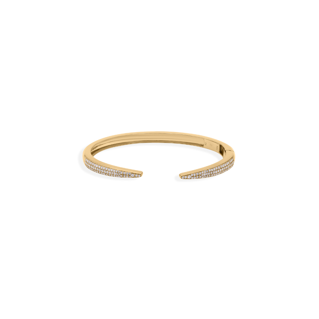 Luxury Women's Diamond Pavé Open Cuff Bangle Bracelet in Gold