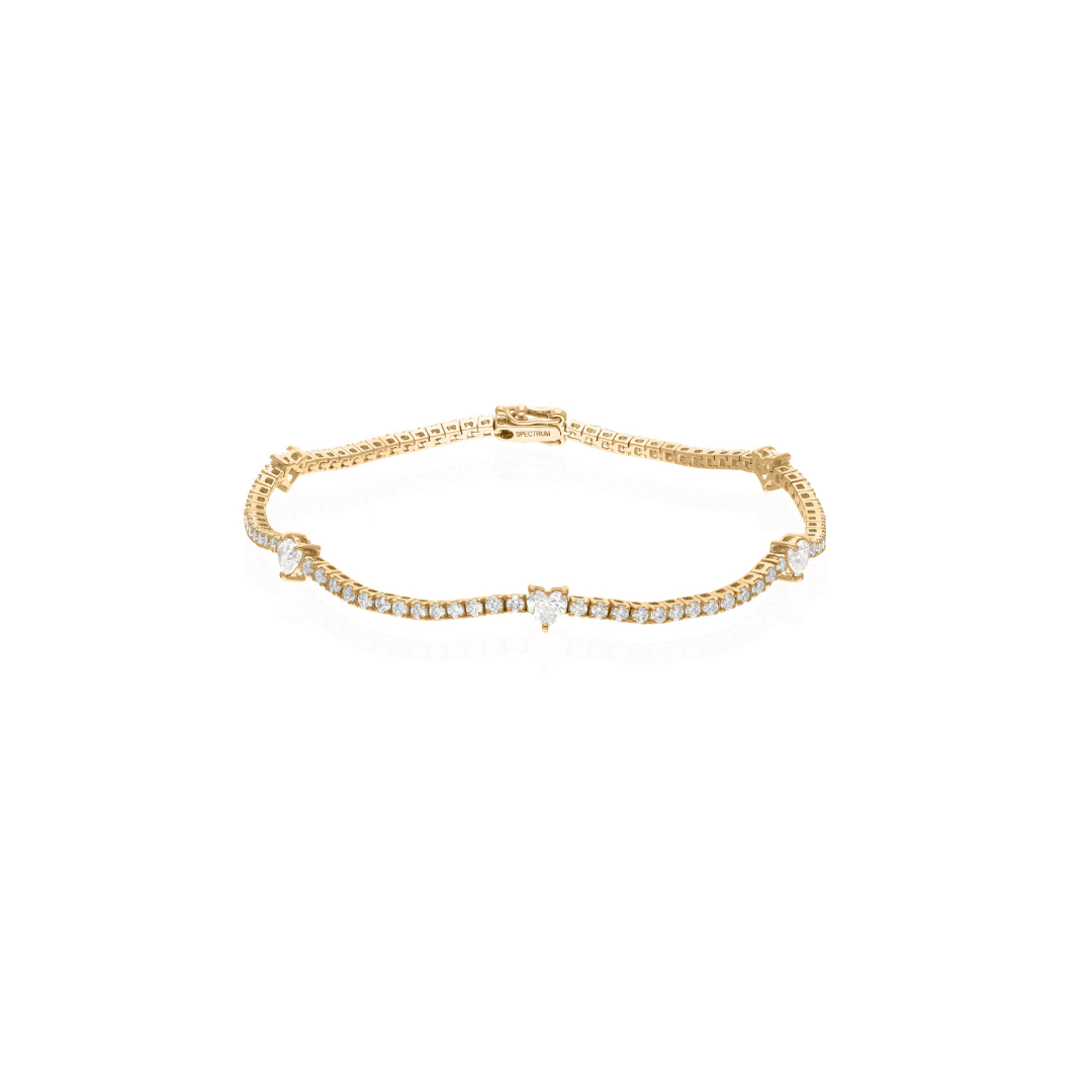 Elegant 2.47Ct Heart & Round Shape Natural Diamond Tennis Bridal Bracelet