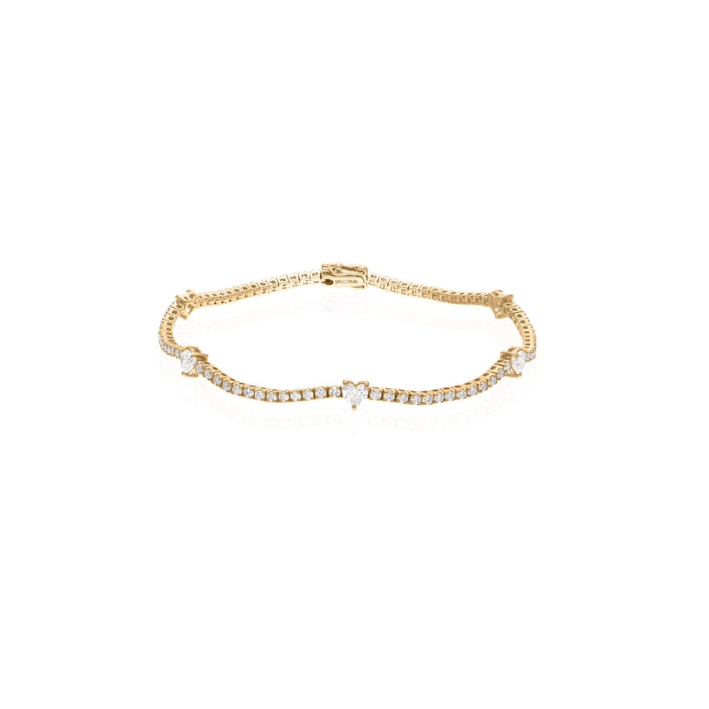 Elegant 2.47Ct Heart & Round Shape Natural Diamond Tennis Bridal Bracelet
