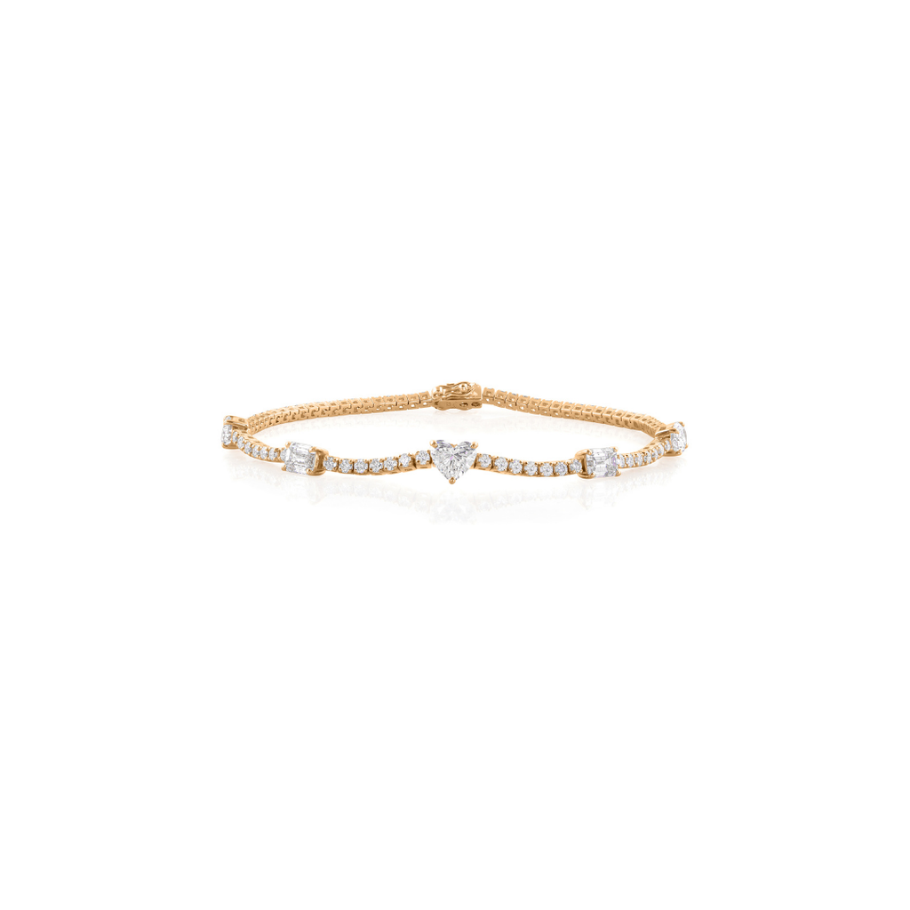 Delicate Fine Gold Mixed Cut 3.64Ct Natural Diamond Tennis Bracelet