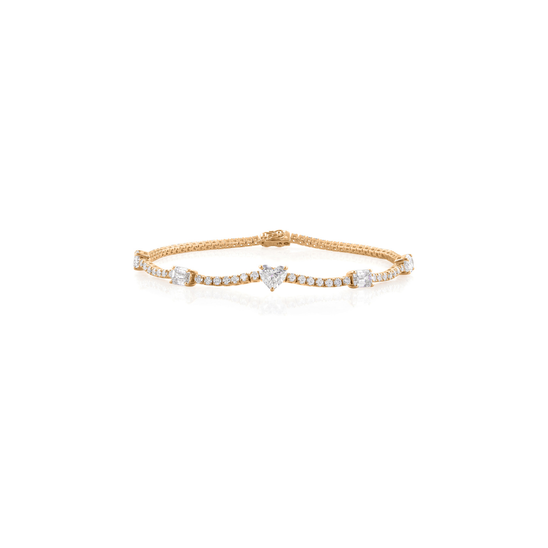 Delicate Fine Gold Mixed Cut 3.64Ct Natural Diamond Tennis Bracelet