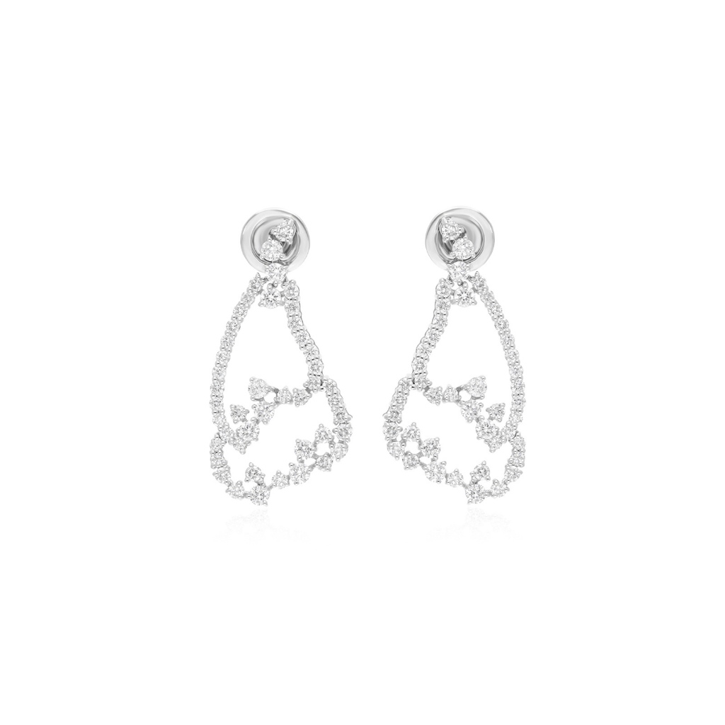 Round Brilliant Cut Filigree 1.75Ct Natural Diamond Dangle Earrings