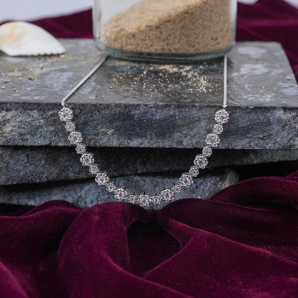 Certified 2.38 Carat Round Pave Diamond Fine Gold Chain Necklace