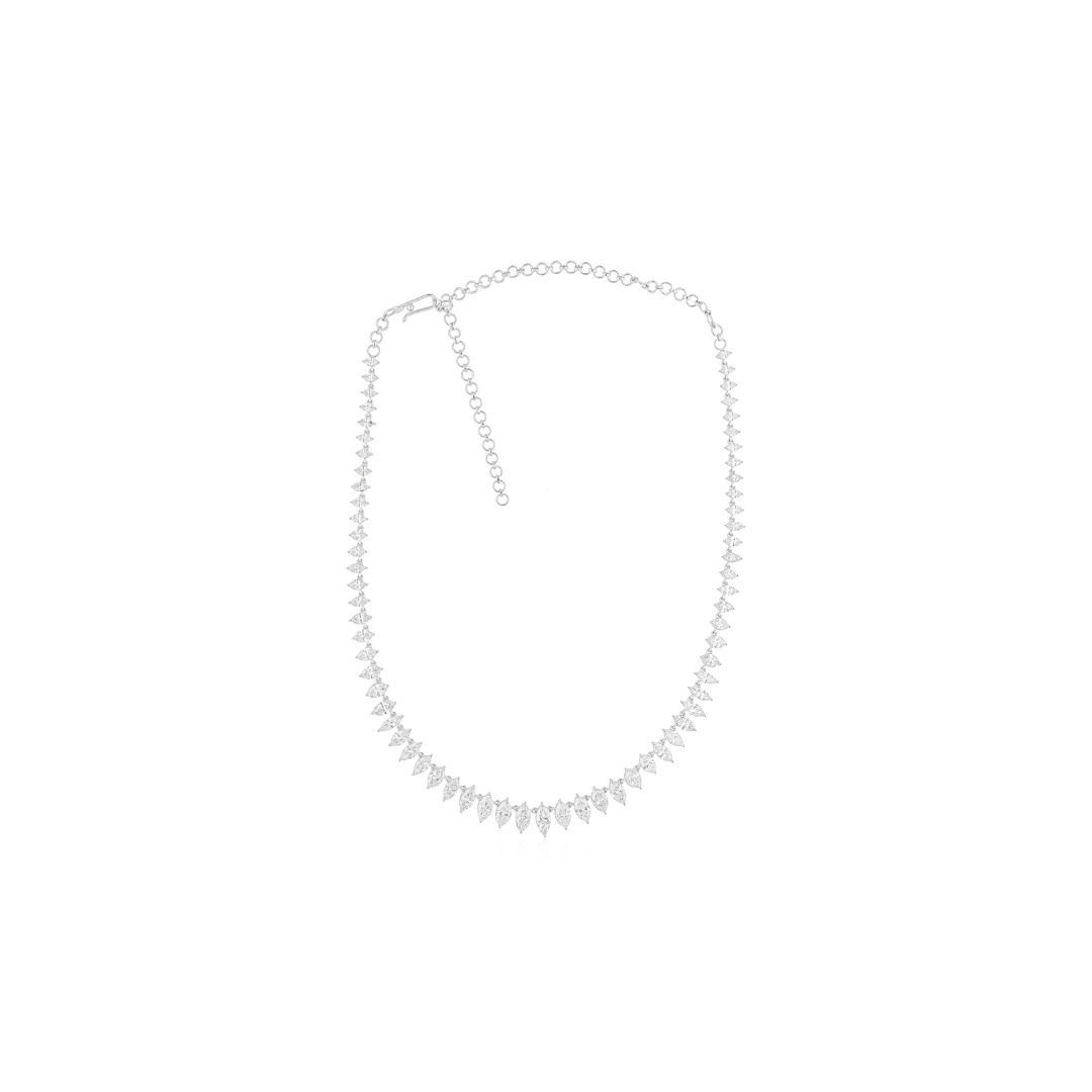 Solid Gold 14.87Ct Marquise Cut Statement Natural Diamond Bridal Necklace