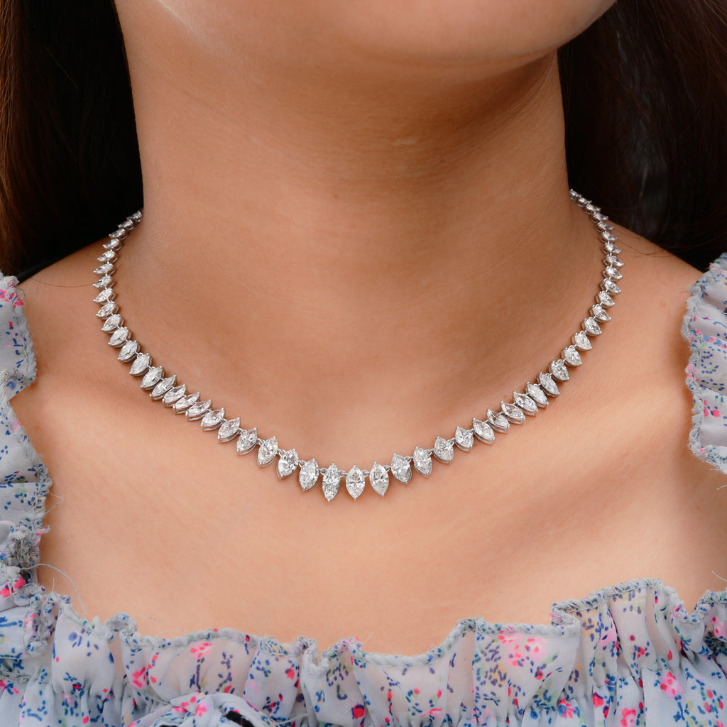14.87ct Marquise Cut Statement Natural Diamond Bridal Necklace