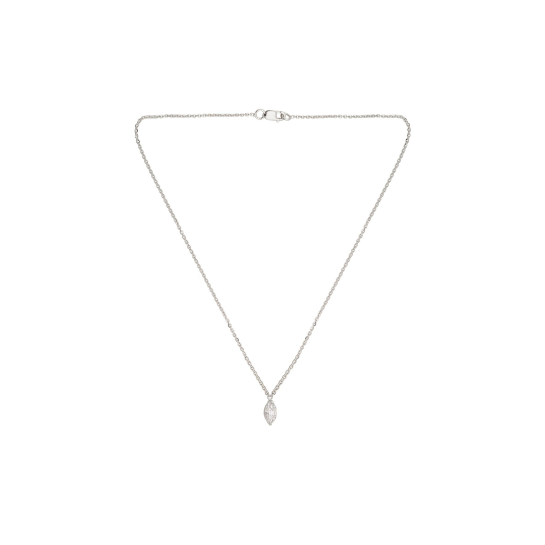 Solitaire Marquise Cut Natural Diamond Dainty Pendant Necklace