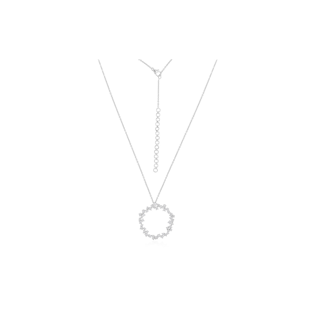 Fine Gold 1.46Ct Circle Shape Round Cut Natural Diamond Pendant Chain Necklace