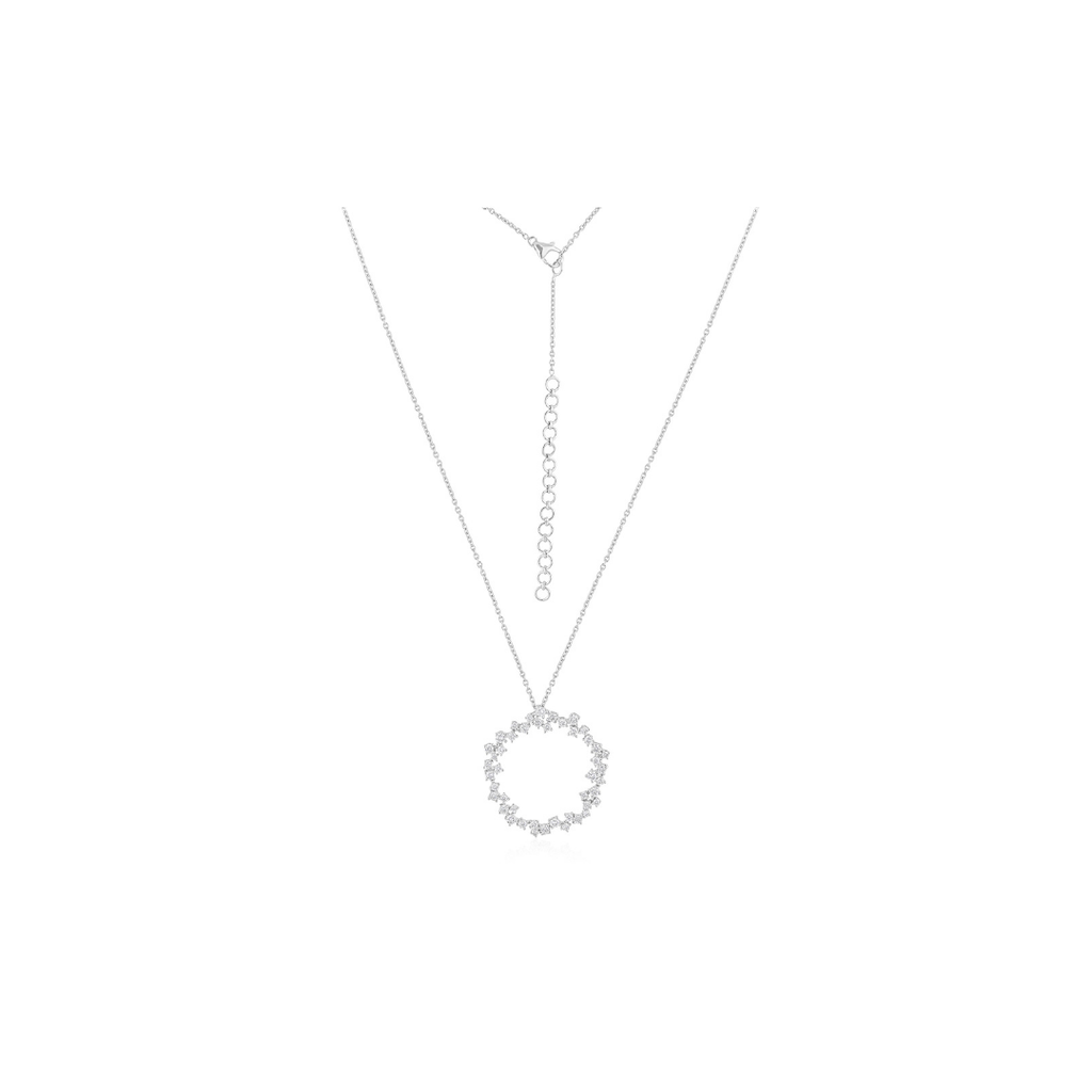 Fine Gold 1.46Ct Circle Shape Round Cut Natural Diamond Pendant Chain Necklace