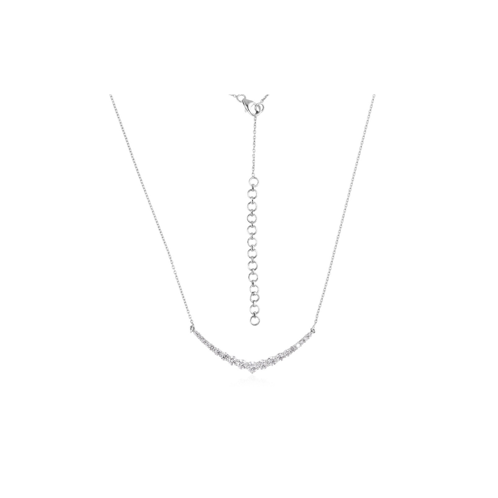 1.42Ct Curved Round Cut Natural Diamond Pendant Anniversary Necklace