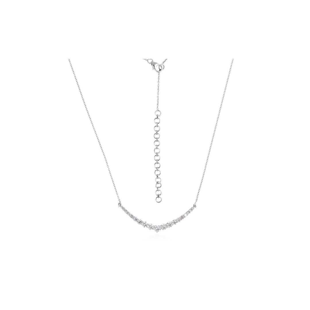 1.42Ct Curved Round Cut Natural Diamond Pendant Anniversary Necklace