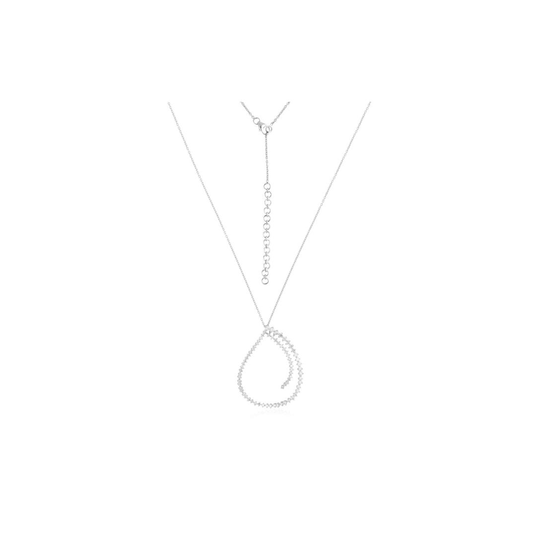 2Ct Pear Shaped Round Cut Diamond Pendant Chain Necklace In Solid Gold