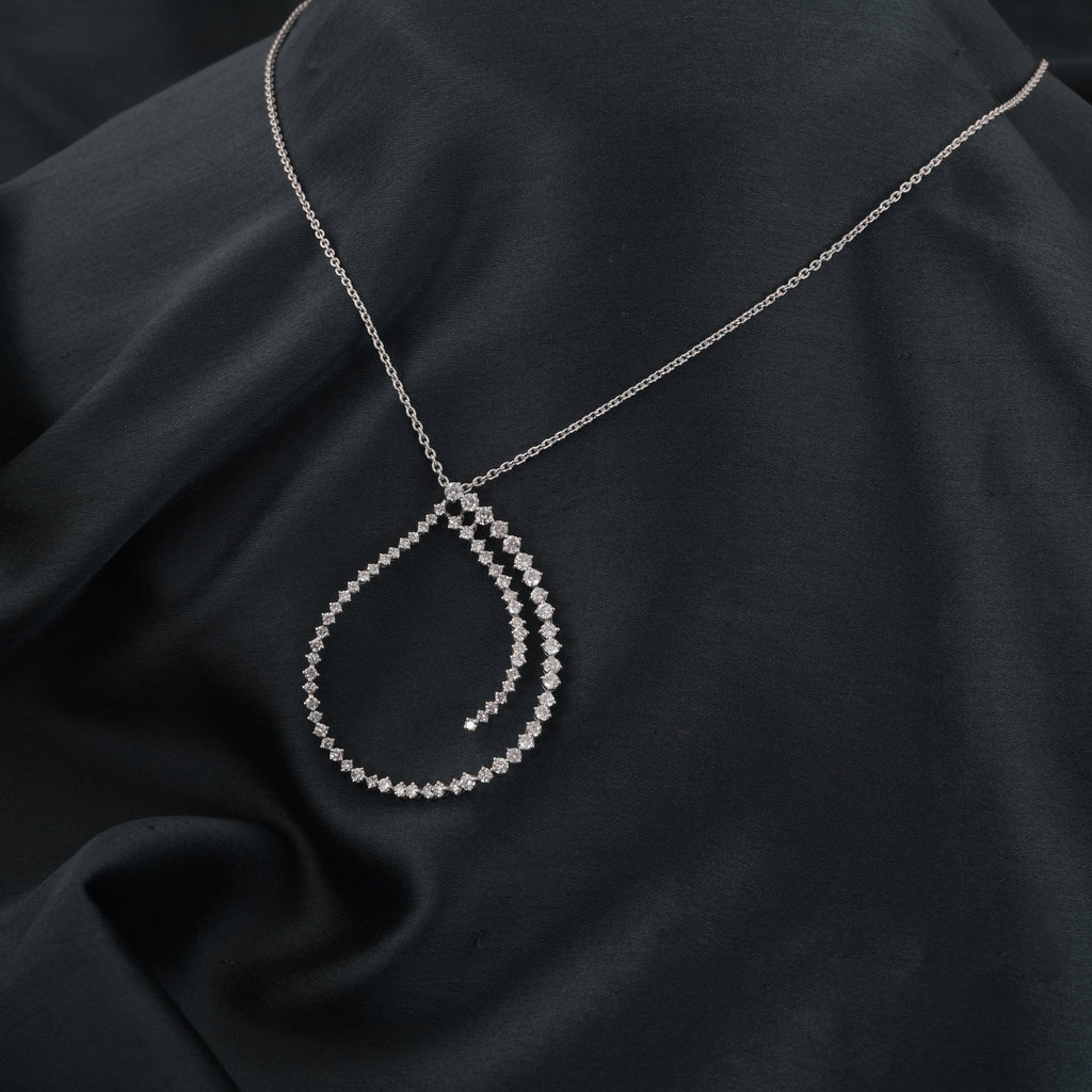 2Ct Pear Shaped Round Cut Diamond Pendant Chain Necklace In Solid Gold