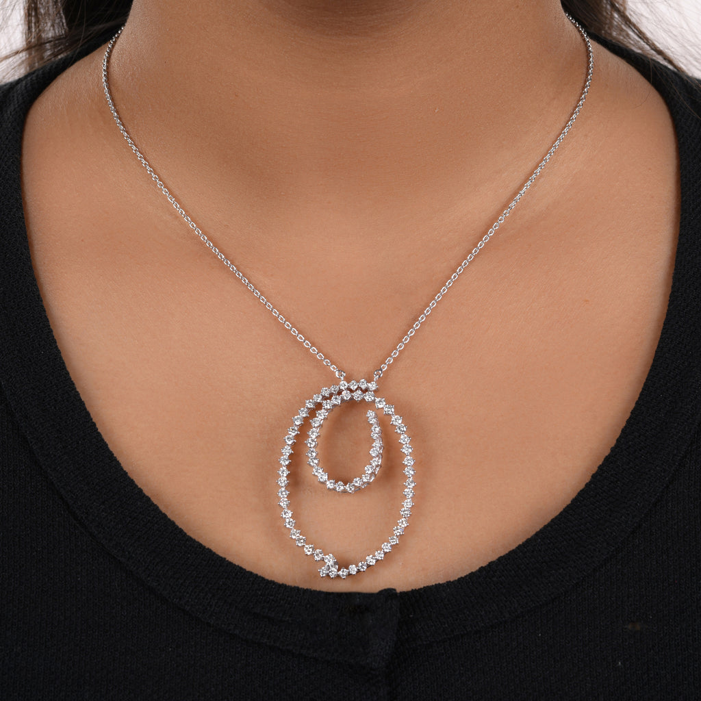 2.3Ct Spiral Shaped Diamond Pendant Chain Necklace In Gold