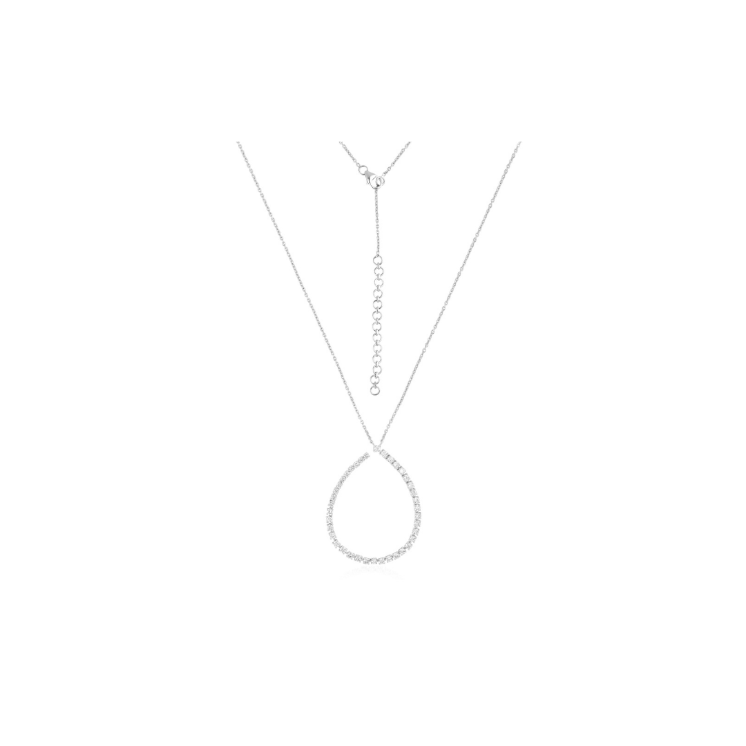 Teardrop 1.9Ct Round Brilliant Cut Diamond Open Pendant Chain Necklace In Gold