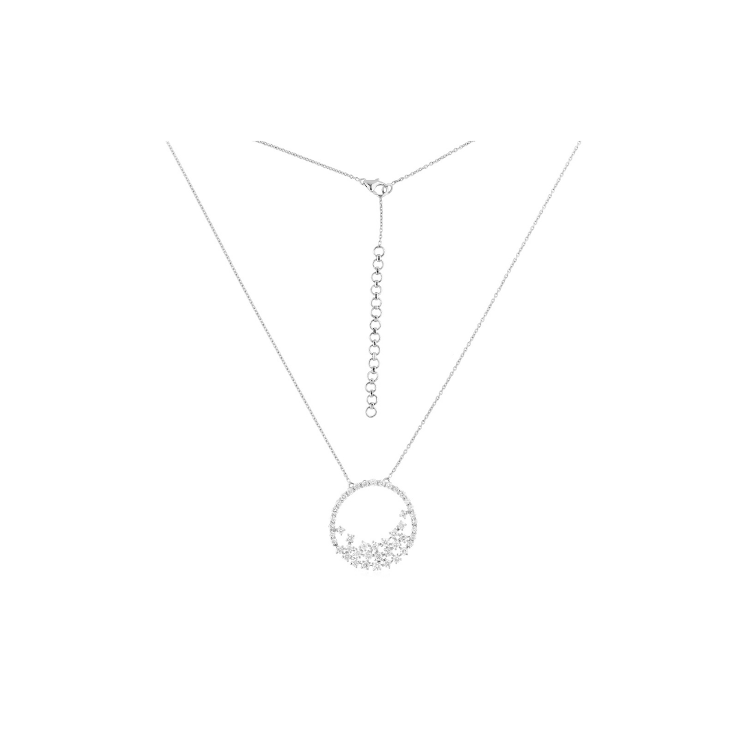 Circle Shaped 2.06Ct Round Brilliant Cut Natural Diamond Charm Pendant Necklace