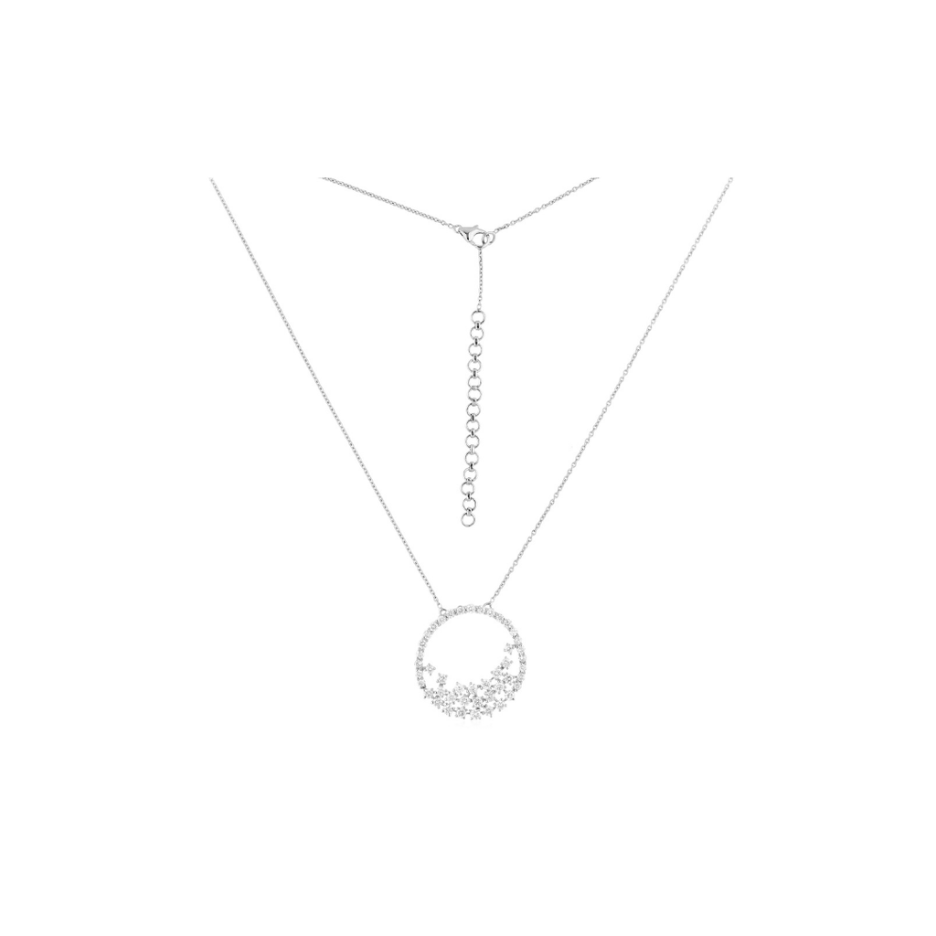 Circle Shaped 2.06Ct Round Brilliant Cut Natural Diamond Charm Pendant Necklace
