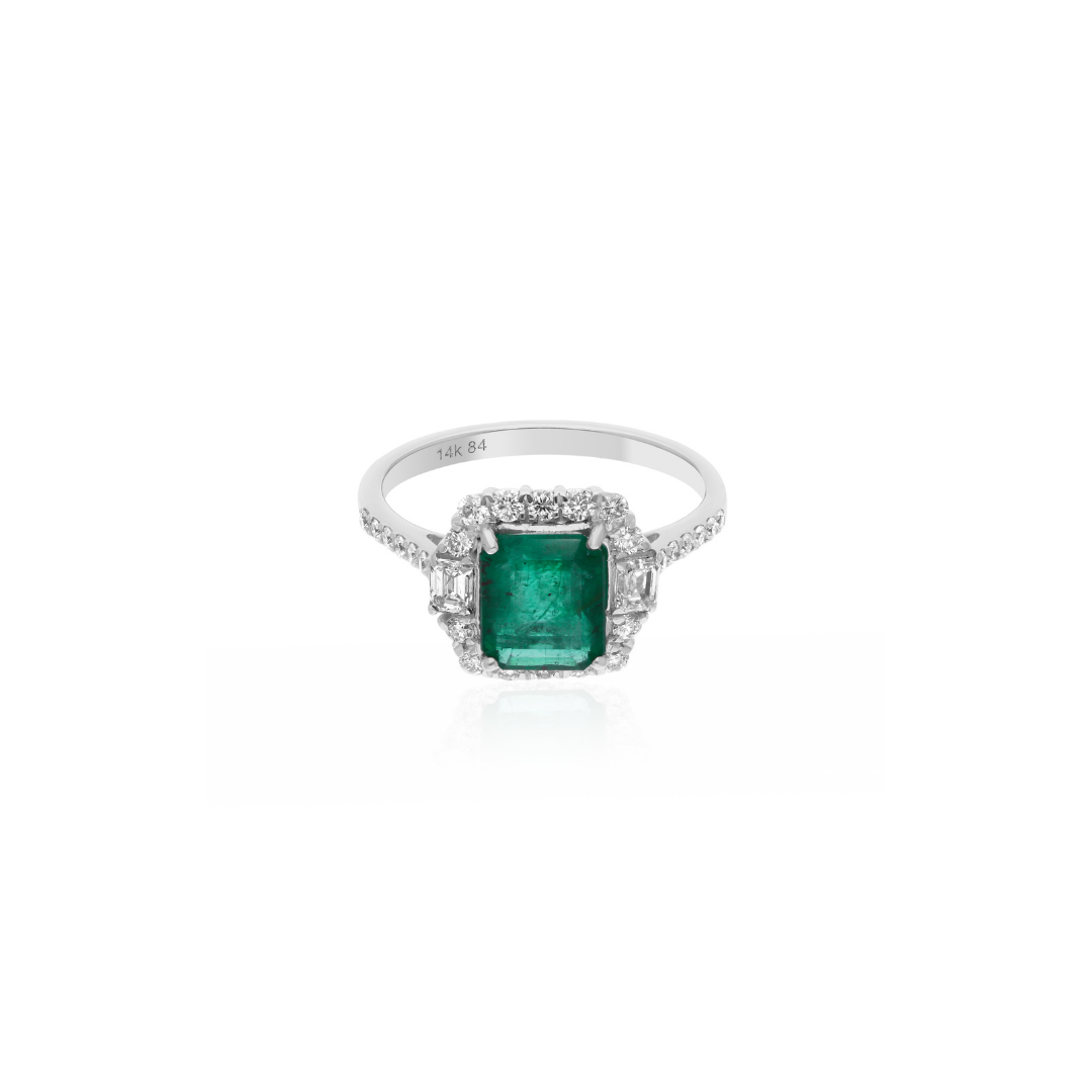 Genuine 2.45Tcw Zambian Emerald Halo Diamond Cocktail Anniversary Ring In Gold