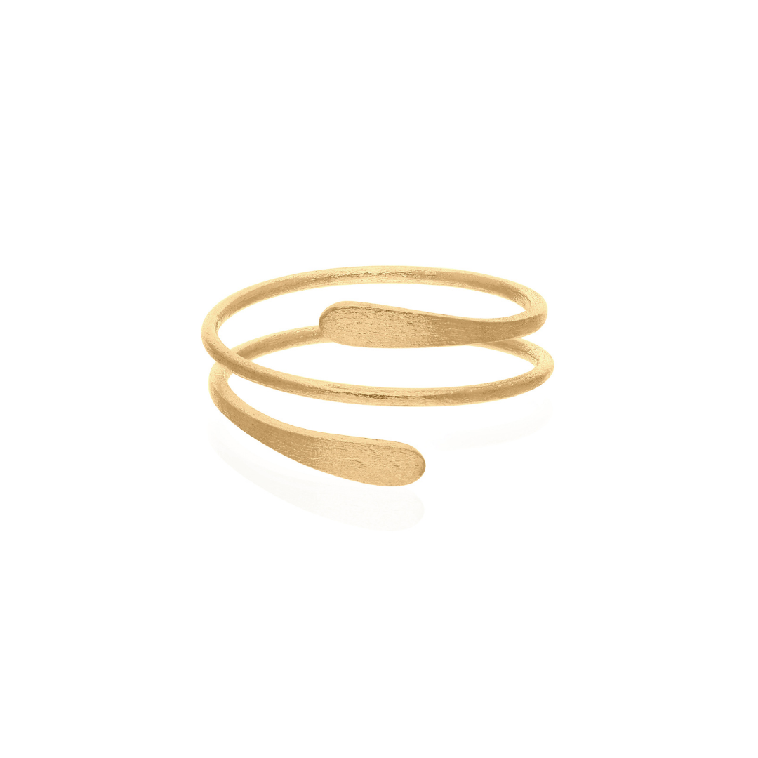 Minimalist Double Band Spiral Matte Finish Fine Gold Ring