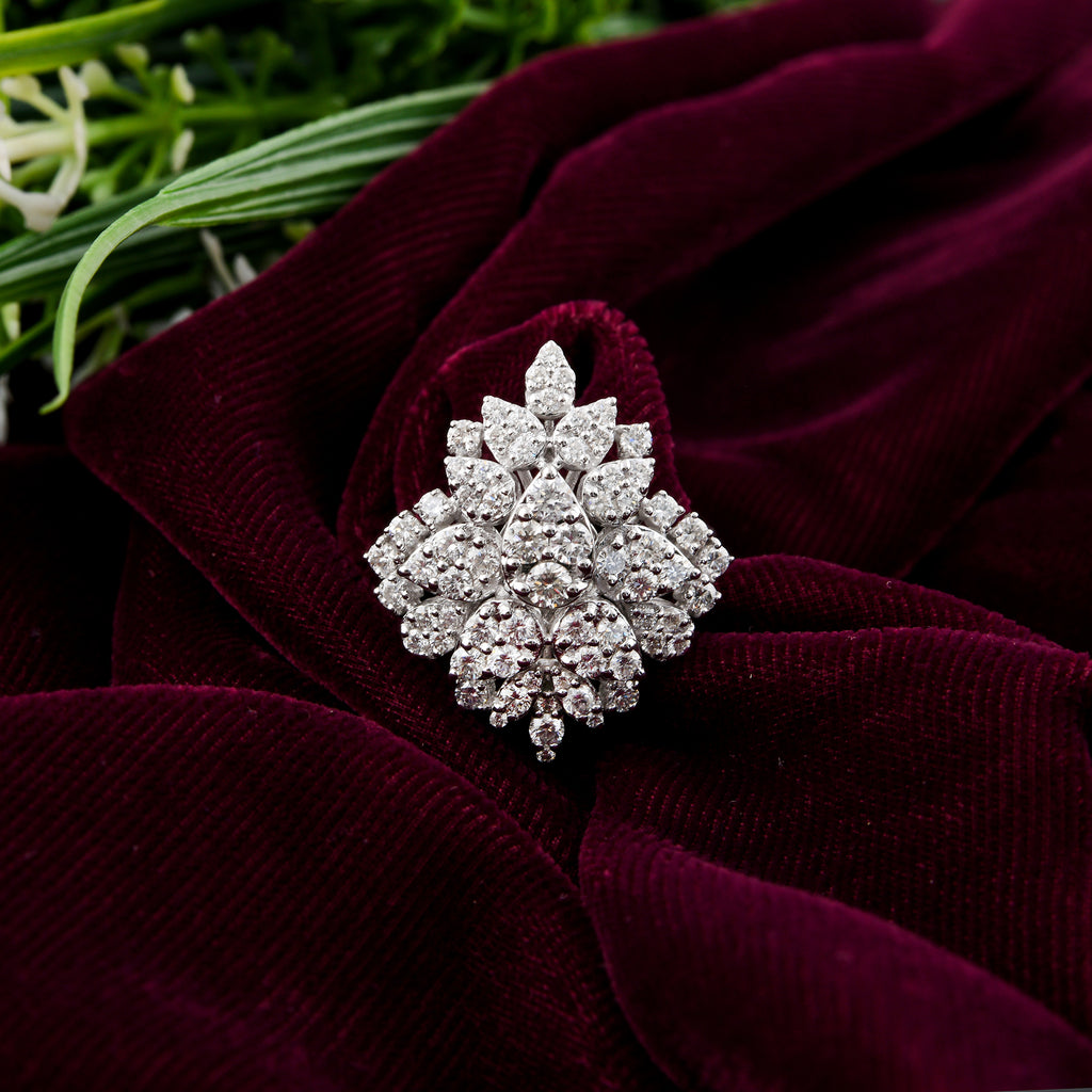 1.45 Carat Cocktail Natural Diamond Engagement Cluster Gold Ring