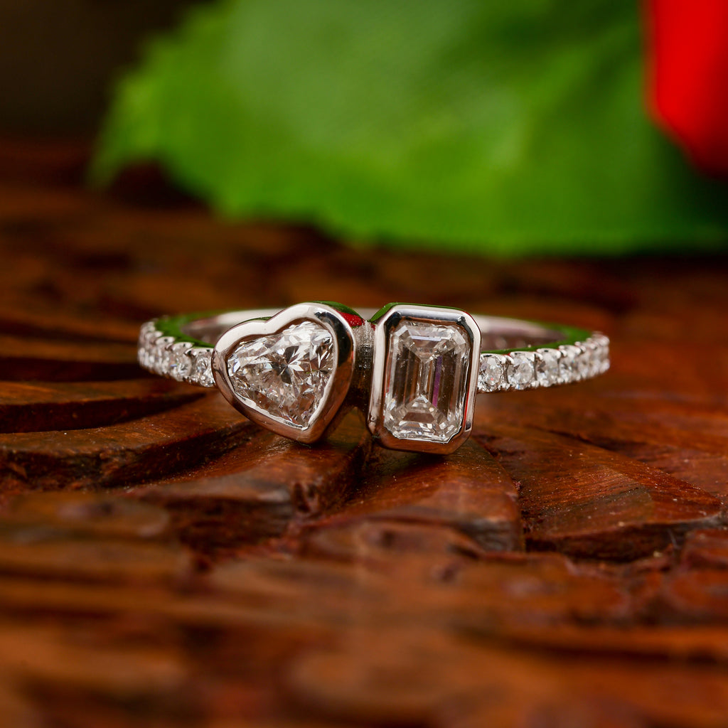 1.05 Carat Diamond Multi Shape Delicate Gold Two Stone Engagement Ring