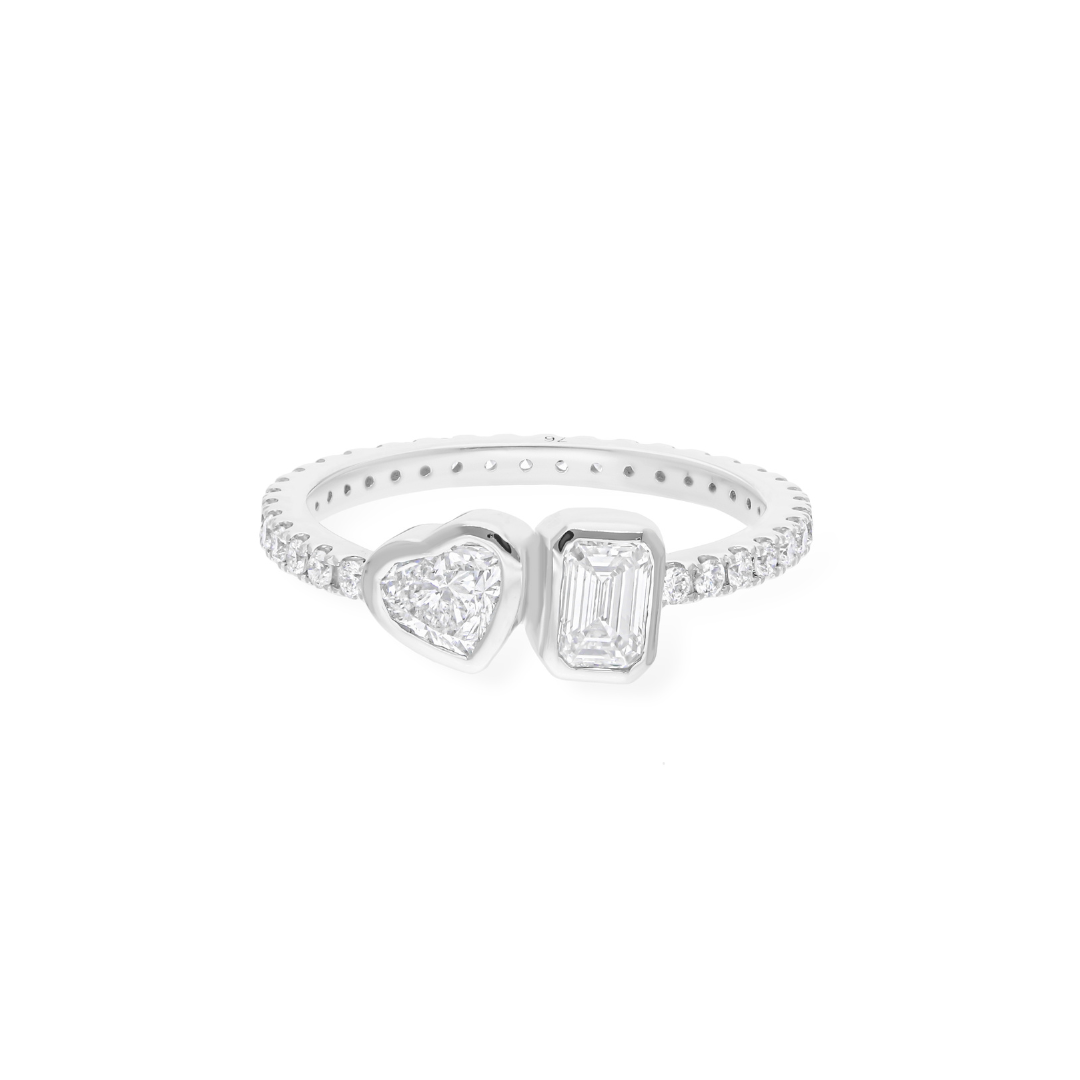 1.05 Carat Diamond Multi Shape Delicate Gold Two Stone Engagement Ring