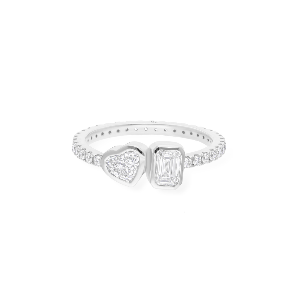 1.05 Carat Diamond Multi Shape Delicate Gold Two Stone Engagement Ring