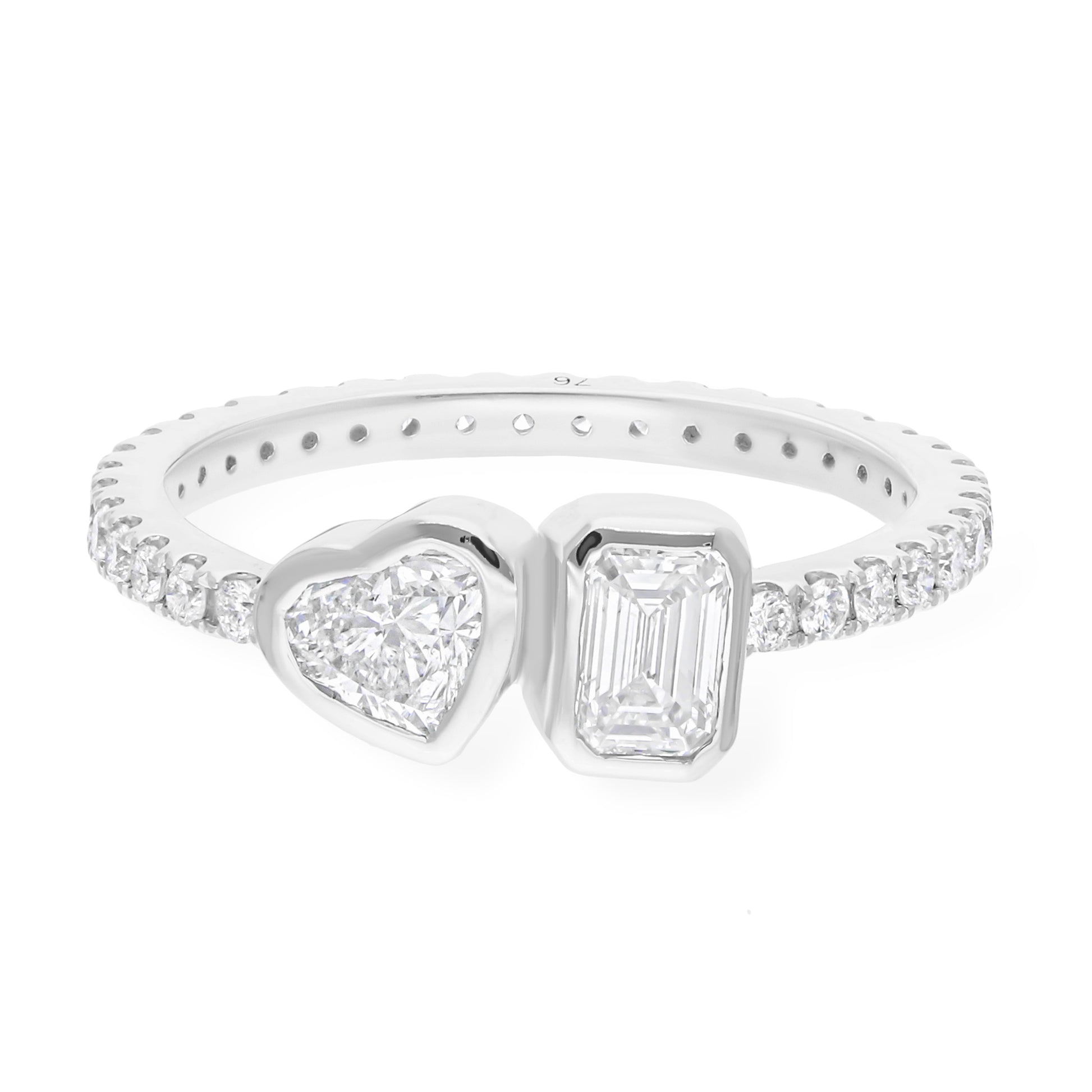1.05 Carat Diamond Multi Shape Delicate Gold Two Stone Engagement Ring