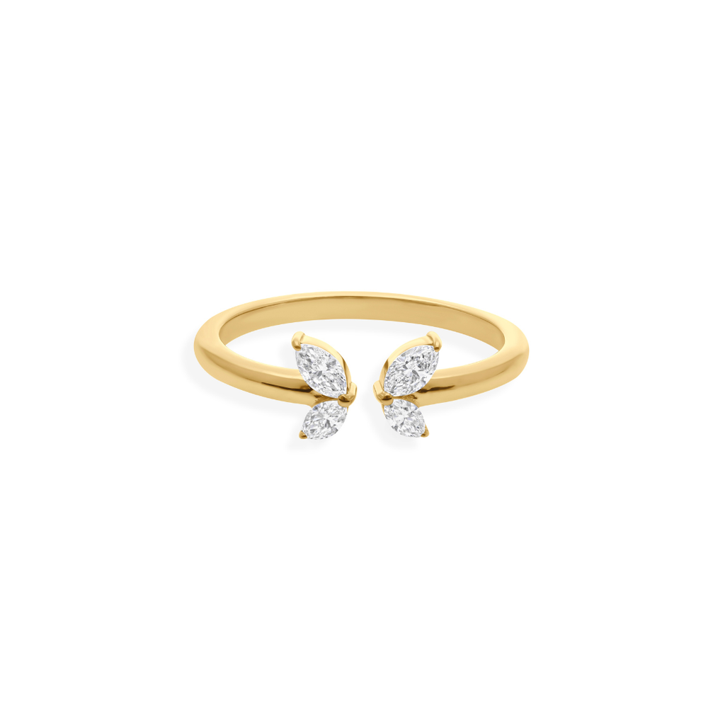 Delicate Marquise Cut Natural Diamond Fine Gold Ring